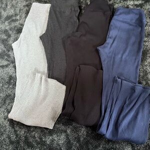 SO Girls  Ribbed Flare Leggings Pack - Light Gray, Charcoal, Black & Navy